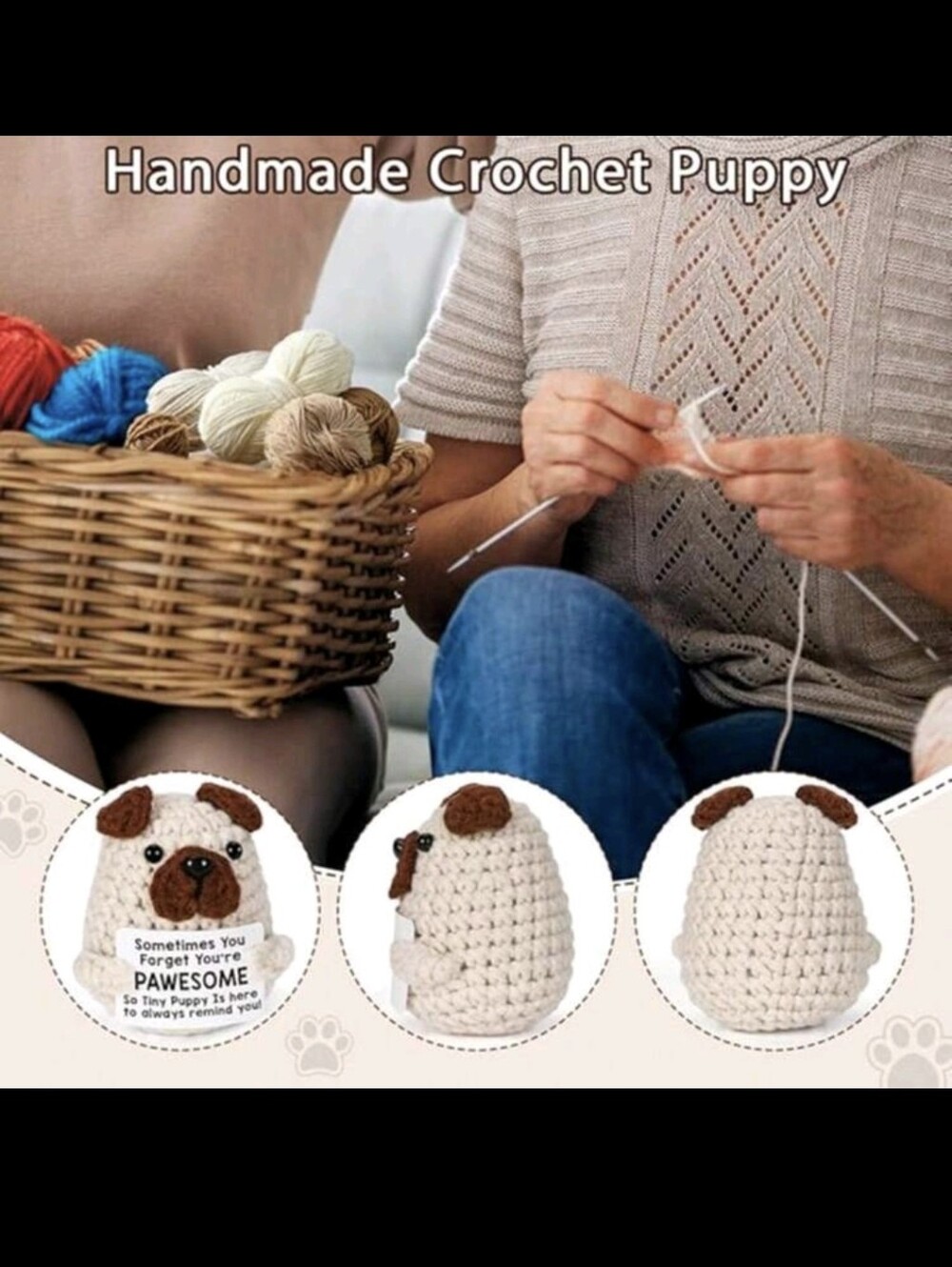 Positive Crochet Puppy Encouragement NEW - Picture 3 of 15